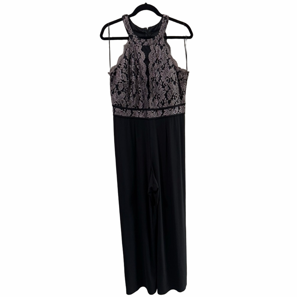 Elegant Black and Gold Lace Jumpsuit